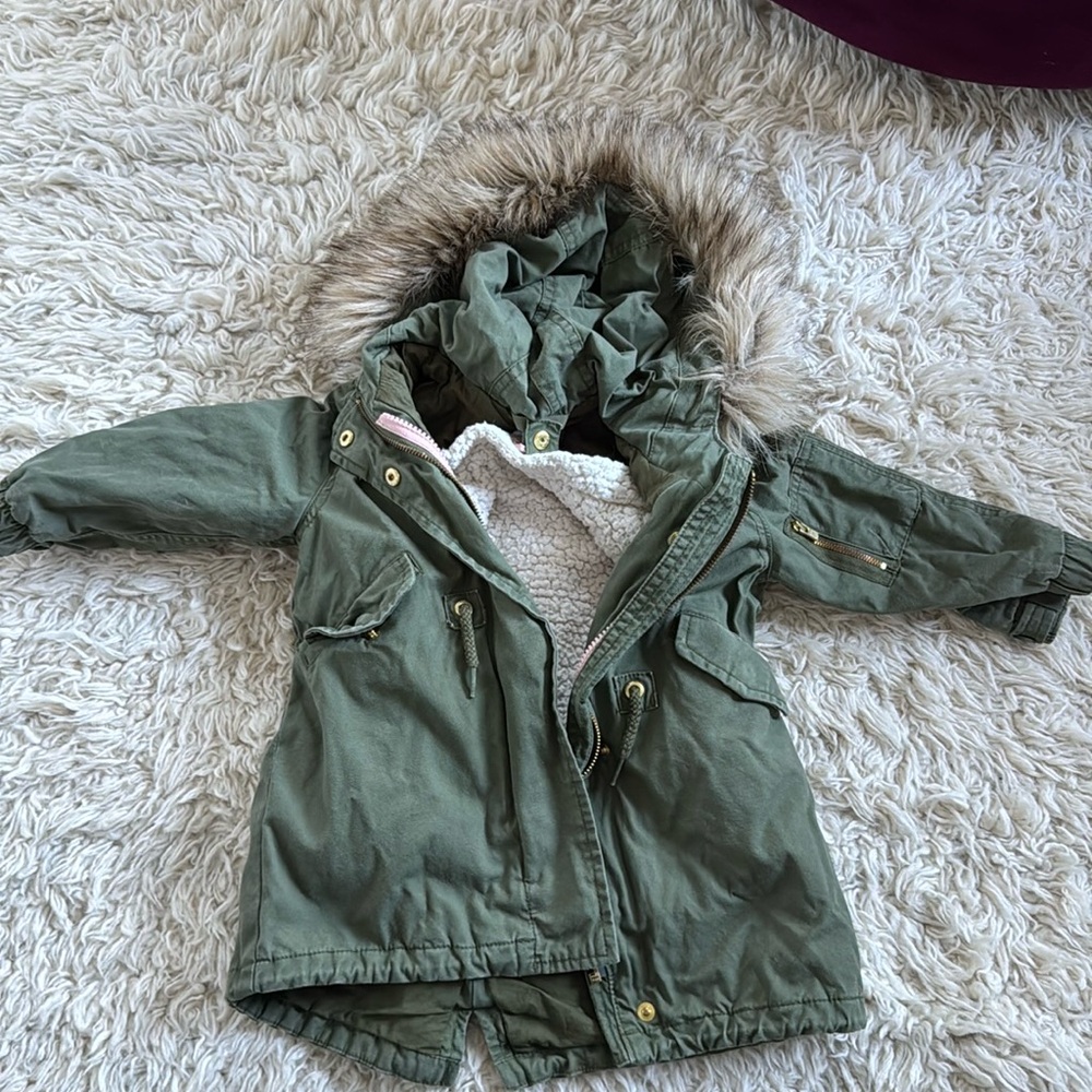 Baby Gap fur trim jacket with removable Sherpa vest